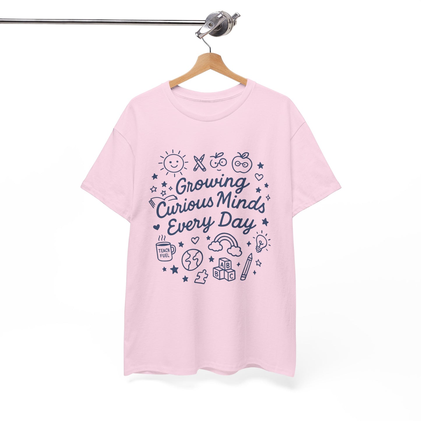“Growing Curious Minds Every Day – Teacher Graphic Tee for Classroom, Back to School, Preschool, Kindergarten”