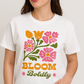 Bloom Boldly Graphic Tee – Retro Floral Aesthetic Shirt for Women | Cottagecore Garden T-Shirt