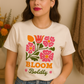 Bloom Boldly Graphic Tee – Retro Floral Aesthetic Shirt for Women | Cottagecore Garden T-Shirt