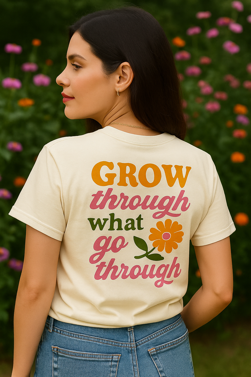 Bloom Boldly Graphic Tee – Retro Floral Aesthetic Shirt for Women | Cottagecore Garden T-Shirt