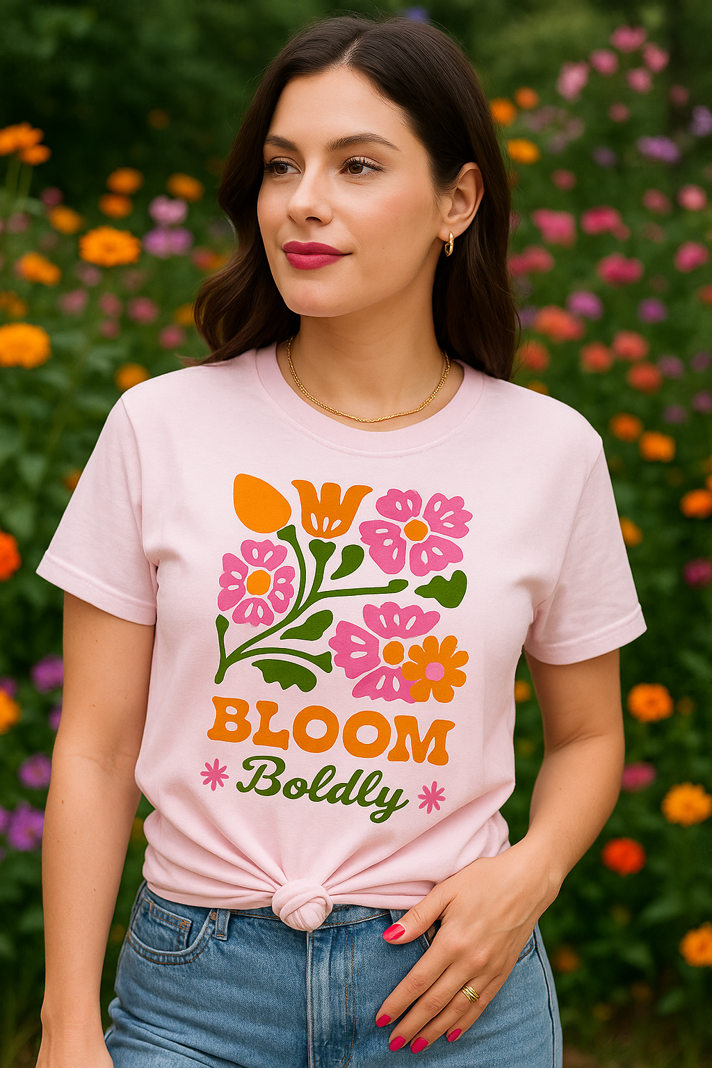 Bloom Boldly Graphic Tee – Retro Floral Aesthetic Shirt for Women | Cottagecore Garden T-Shirt