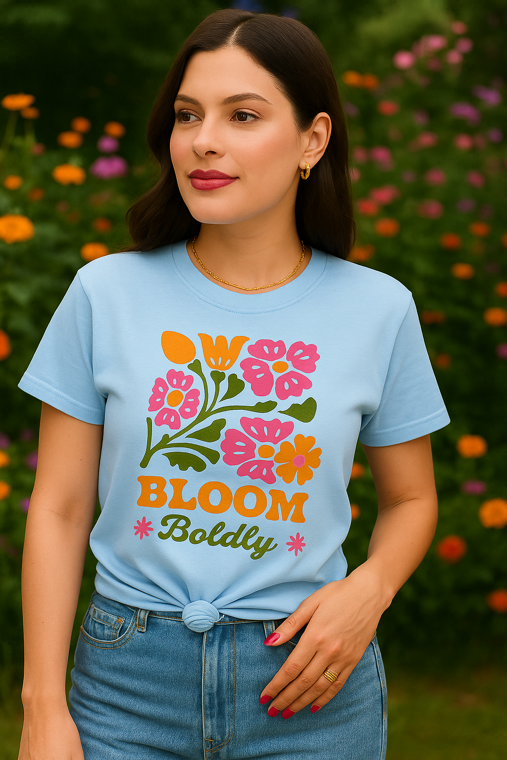 Bloom Boldly Graphic Tee – Retro Floral Aesthetic Shirt for Women | Cottagecore Garden T-Shirt