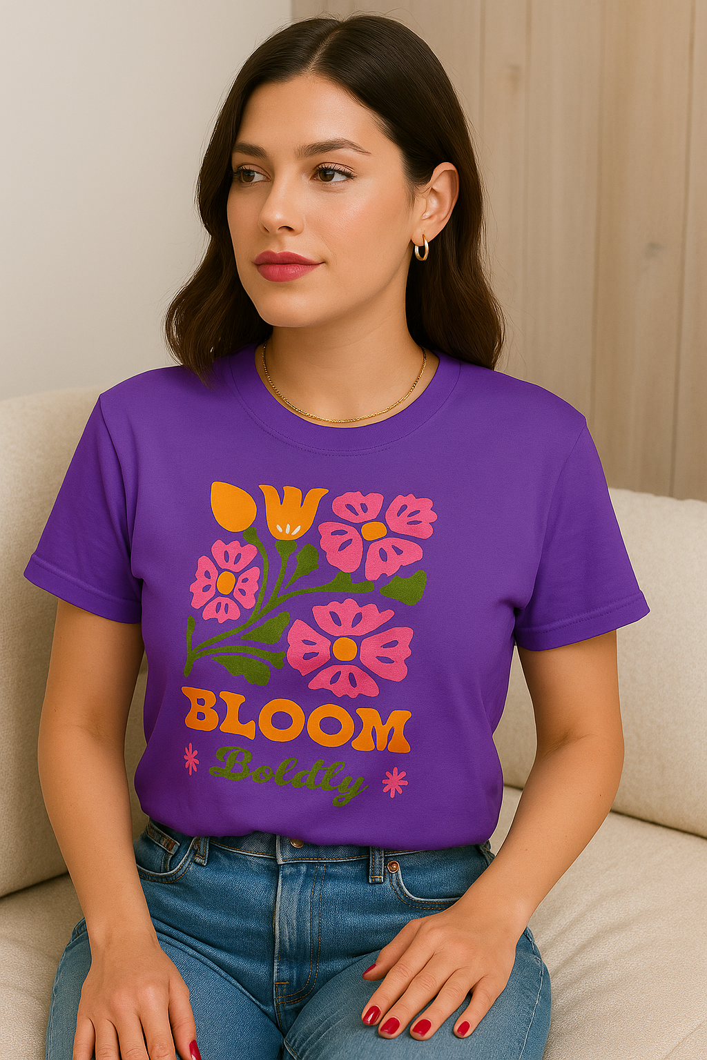 Bloom Boldly Graphic Tee – Retro Floral Aesthetic Shirt for Women | Cottagecore Garden T-Shirt