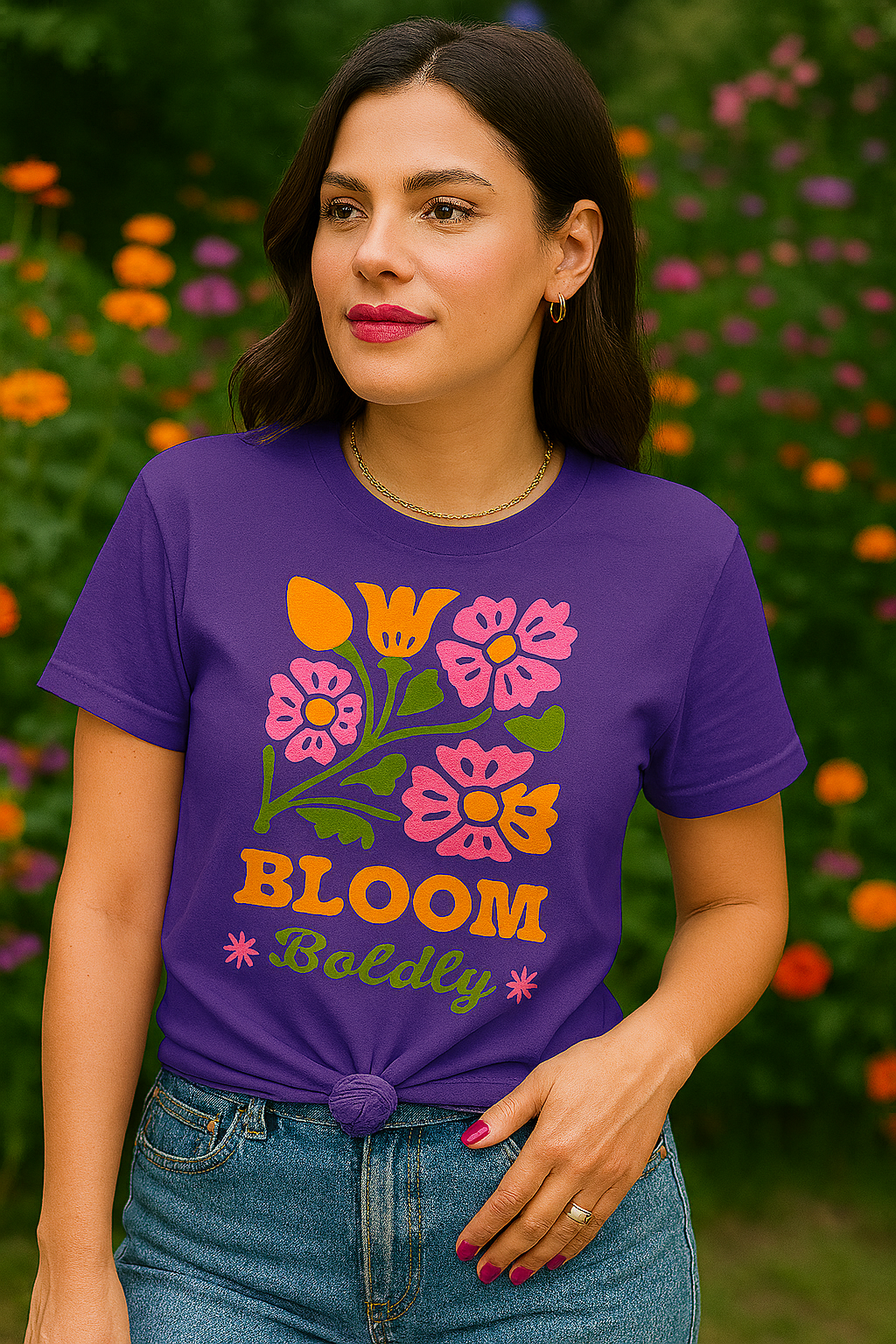 Bloom Boldly Graphic Tee – Retro Floral Aesthetic Shirt for Women | Cottagecore Garden T-Shirt