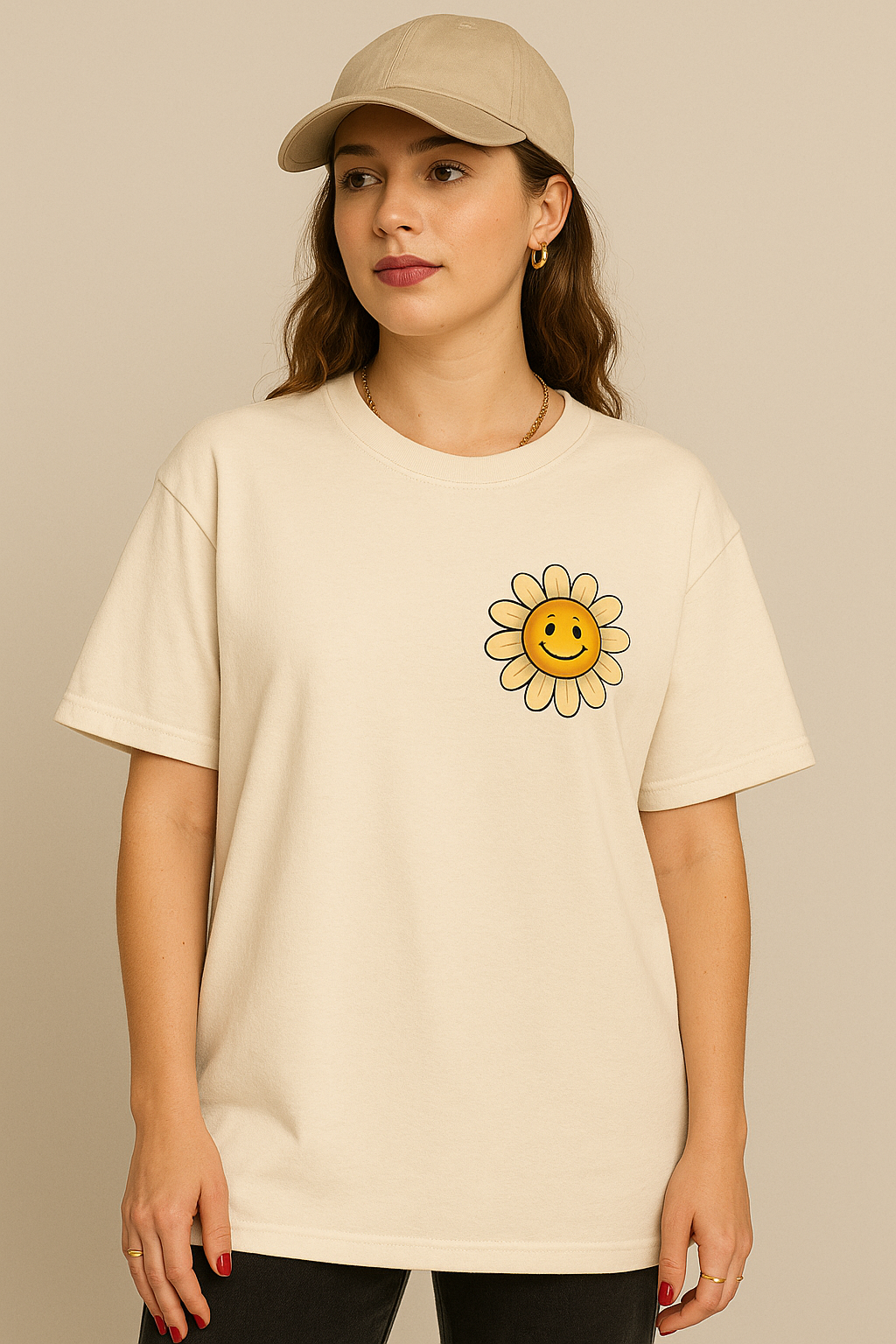 "Happy Is The New Rich T-Shirt – Smiley Face Front & Retro Quote Back | Positive Vibes Tee"