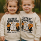 Cutest Pumpkins Kids Halloween Sweatshirt, Matching Family Ghost Pumpkin Shirt, Toddler and Kids Fall Outfit, Personalized Halloween Top