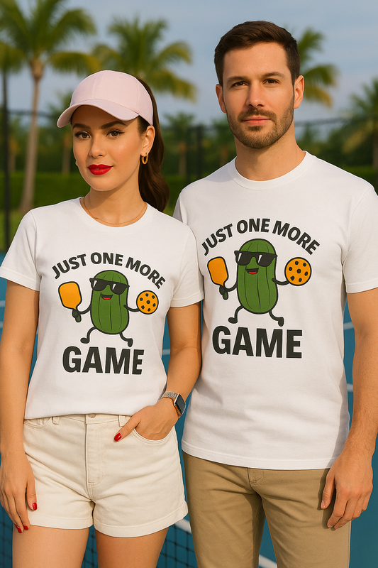 Just One More Game Pickleball T-Shirt – Funny Pickleball Graphic Tee for Men & Women | Pickleball Gift Idea
