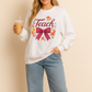 Cute Teacher Long Sleeve Shirt – Floral Teach Bow Sweatshirt – Teacher Appreciation Gift Idea- Teacher Long Sleeve Tee, Educator Gift, Cute Teacher Shirt, Classroom Style, Teacher Appreciation