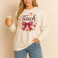 Cute Teacher Long Sleeve Shirt – Floral Teach Bow Sweatshirt – Teacher Appreciation Gift Idea- Teacher Long Sleeve Tee, Educator Gift, Cute Teacher Shirt, Classroom Style, Teacher Appreciation