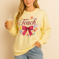 Cute Teacher Long Sleeve Shirt – Floral Teach Bow Sweatshirt – Teacher Appreciation Gift Idea- Teacher Long Sleeve Tee, Educator Gift, Cute Teacher Shirt, Classroom Style, Teacher Appreciation