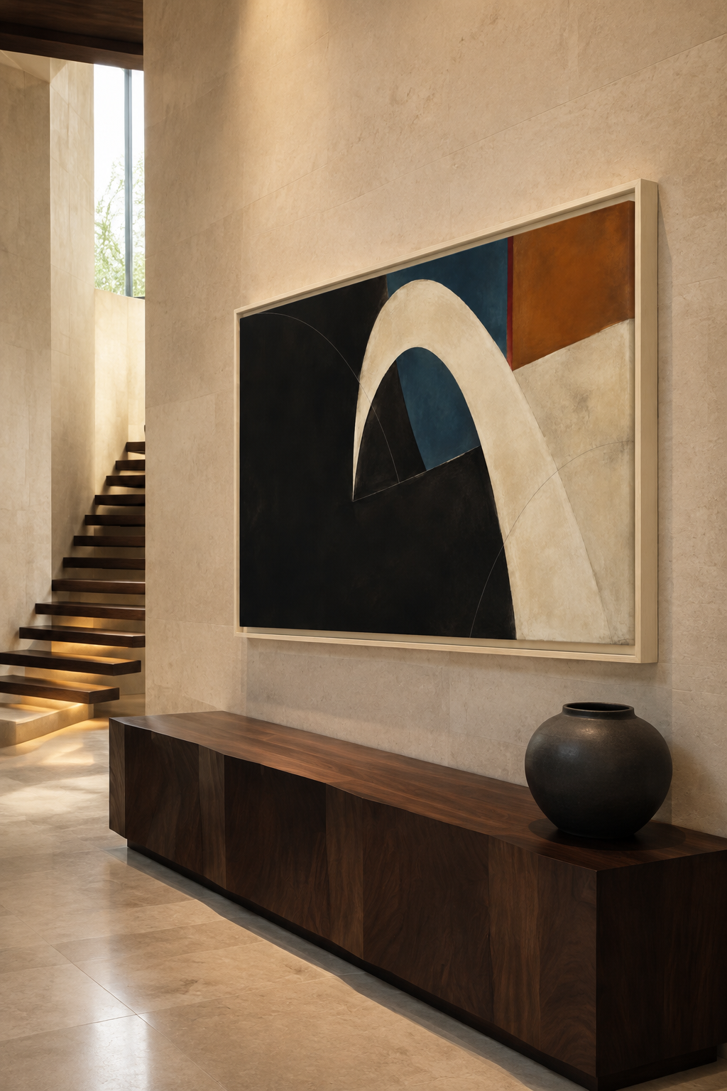 Midnight Passage No. 22 – Modern Abstract Floating Frame Canvas Wall Art