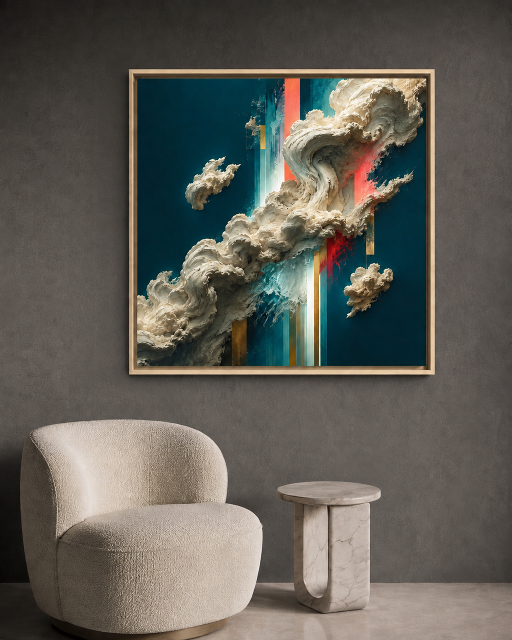 Teal Abstract Cloud Canvas Wall Art | Celestial Bloom No. 13