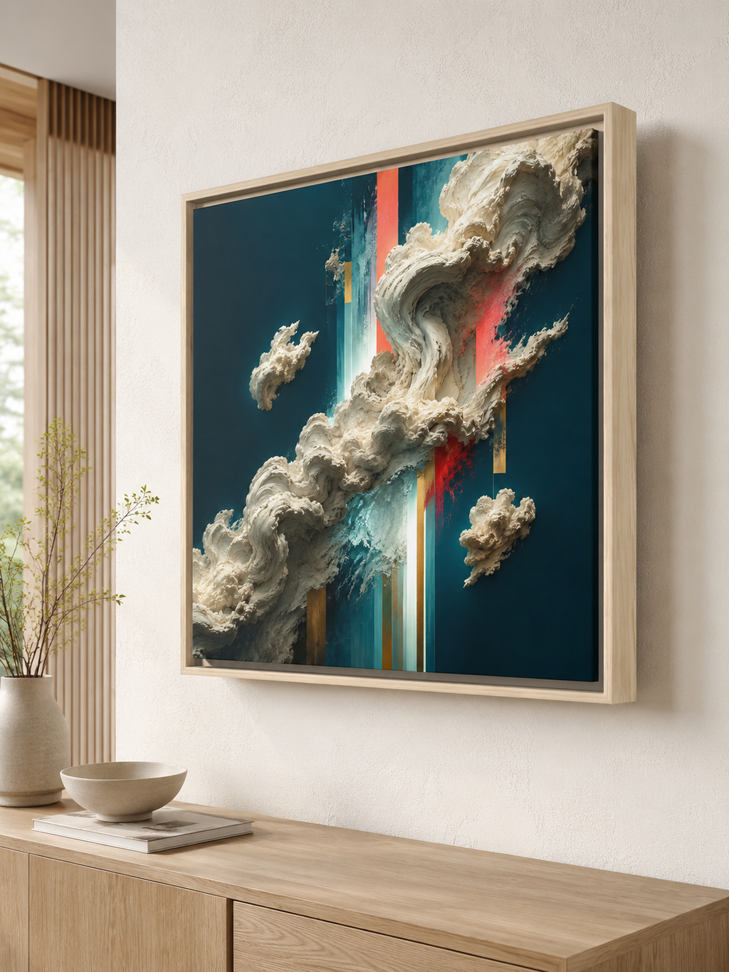 Teal Abstract Cloud Canvas Wall Art | Celestial Bloom No. 13