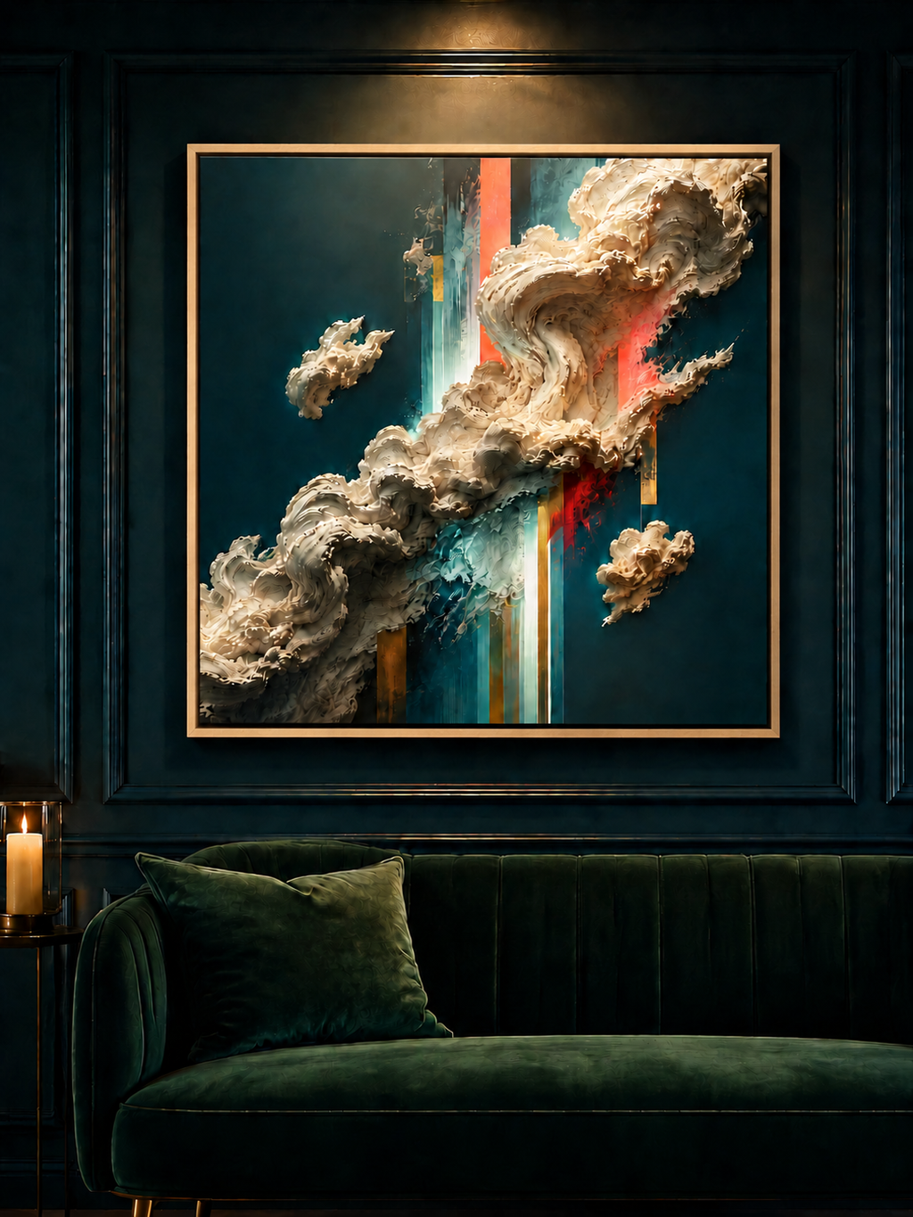 Teal Abstract Cloud Canvas Wall Art | Celestial Bloom No. 13