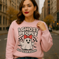 "I Ghost People All Year Round" Funny Halloween Sweatshirt – Cute Spooky Ghost Crewneck for Women – Cozy Fall Graphic Pullover