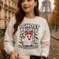 "I Ghost People All Year Round" Funny Halloween Sweatshirt – Cute Spooky Ghost Crewneck for Women – Cozy Fall Graphic Pullover