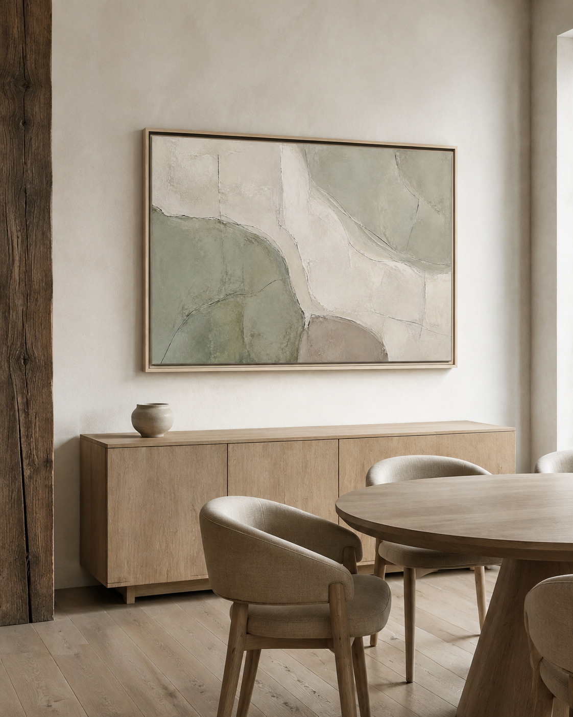 Still Terrain No. 19 – Sage Green Abstract Floating Frame Canvas Wall Art