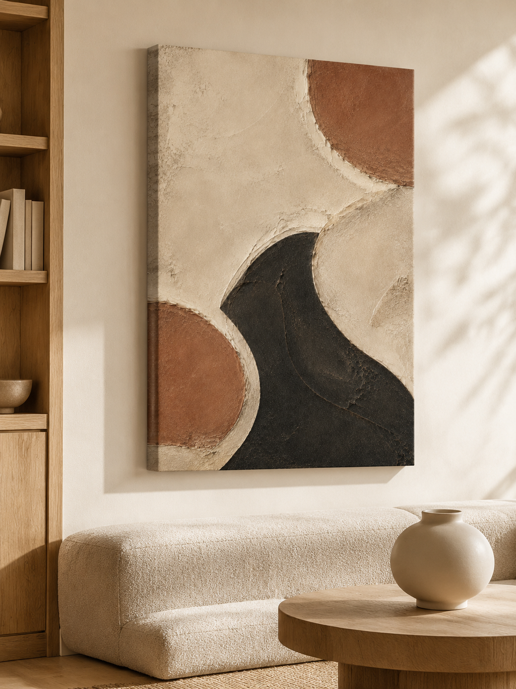 Neutral Textured-Look Abstract Canvas Wall Art | Earthen Passage