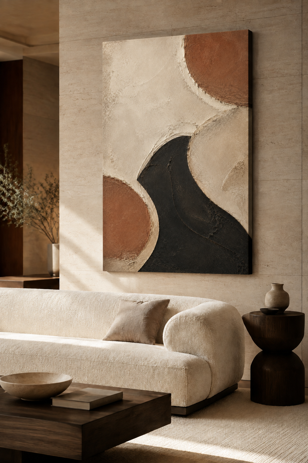 Neutral Textured-Look Abstract Canvas Wall Art | Earthen Passage