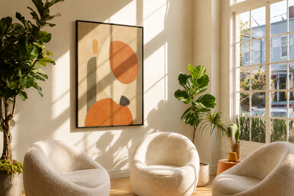 Quiet Orbit No. 23 – Modern Geometric Floating Frame Canvas Wall Art