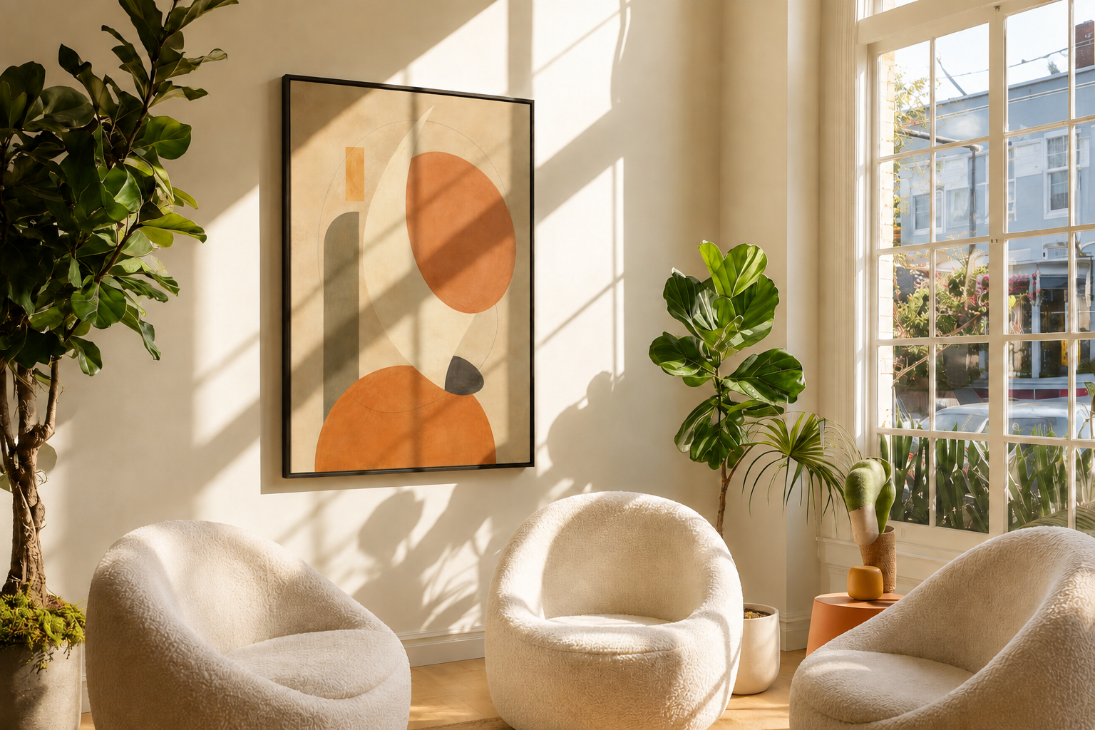 Quiet Orbit No. 23 – Modern Geometric Floating Frame Canvas Wall Art