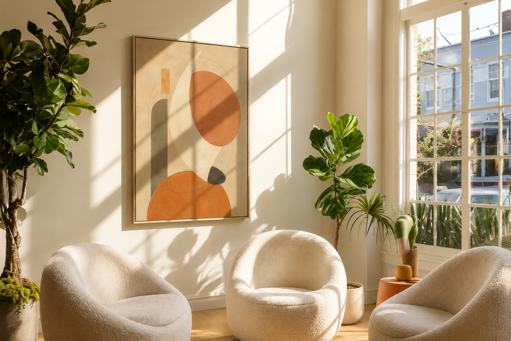 Quiet Orbit No. 23 – Modern Geometric Floating Frame Canvas Wall Art