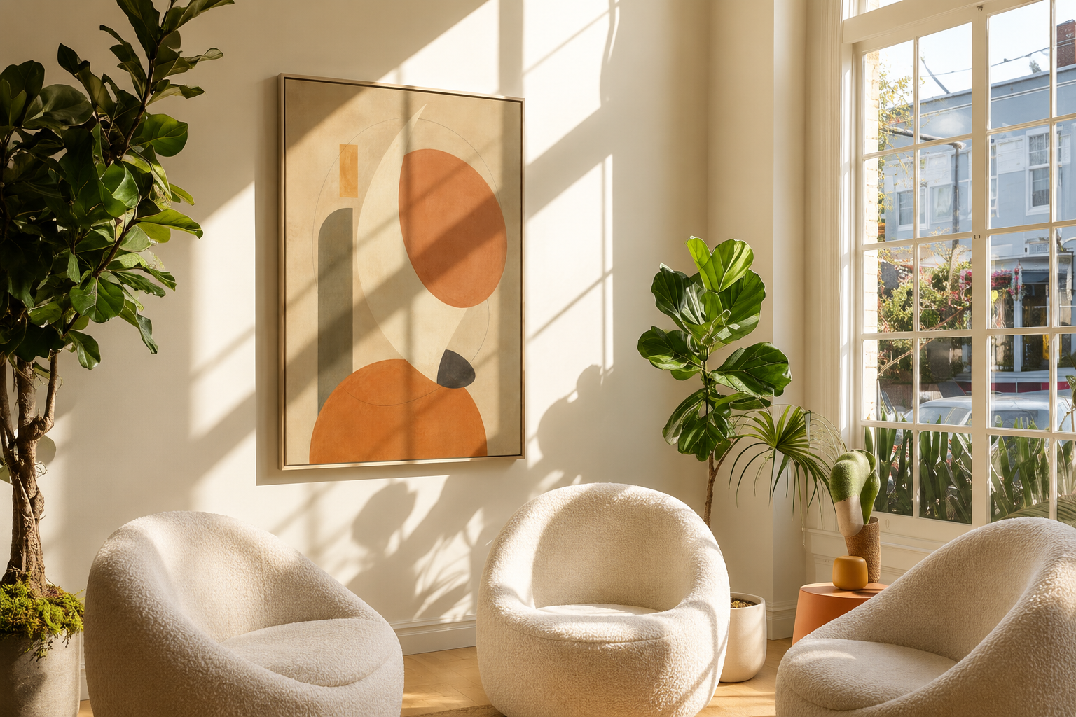 Quiet Orbit No. 23 – Modern Geometric Floating Frame Canvas Wall Art
