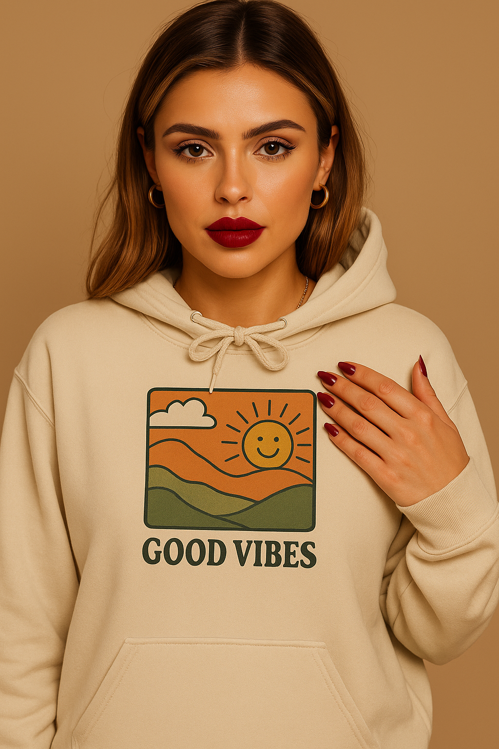 Good Vibes Retro Hoodie – Unisex Oversized Vintage Graphic Sweatshirt