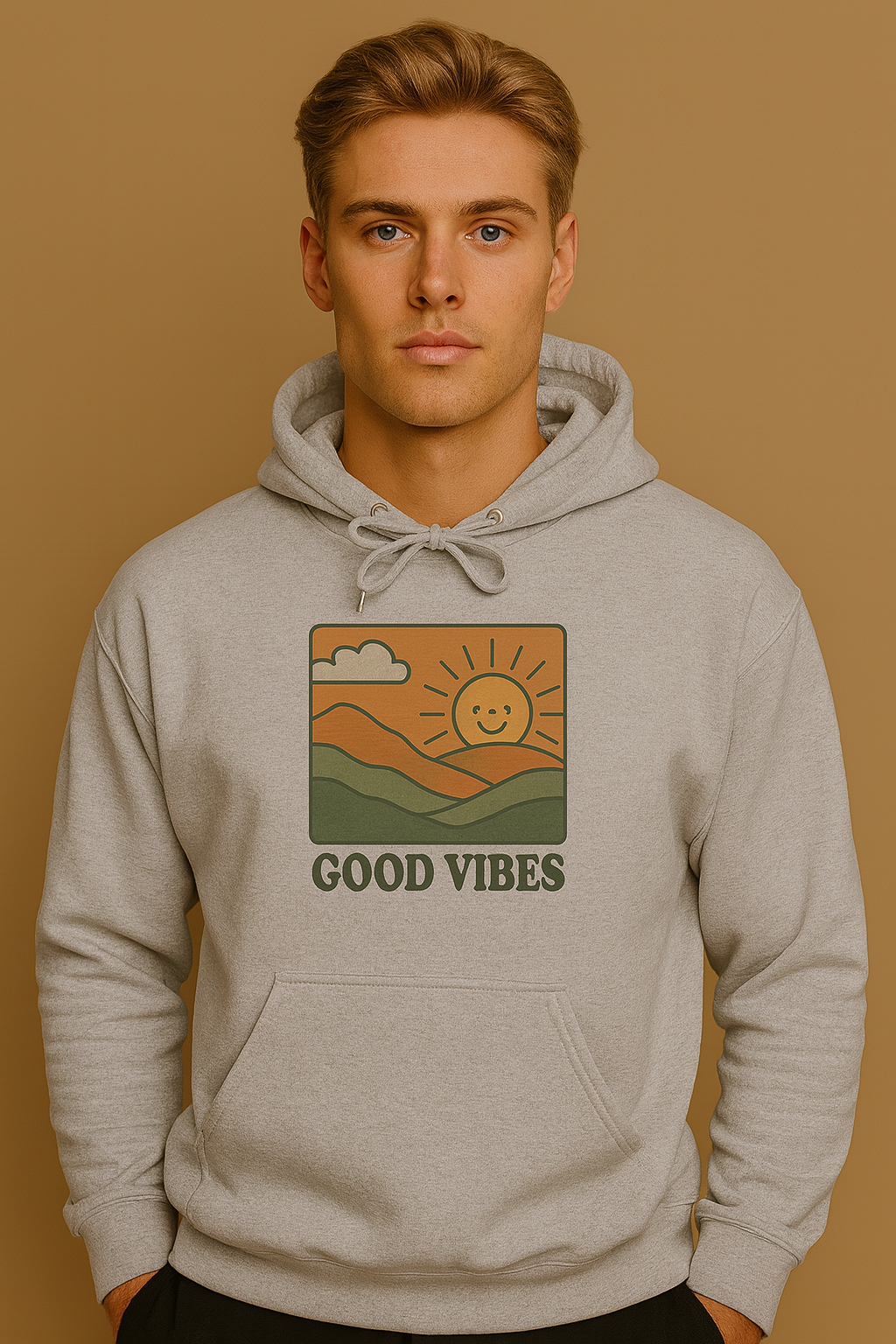 Good Vibes Retro Hoodie – Unisex Oversized Vintage Graphic Sweatshirt