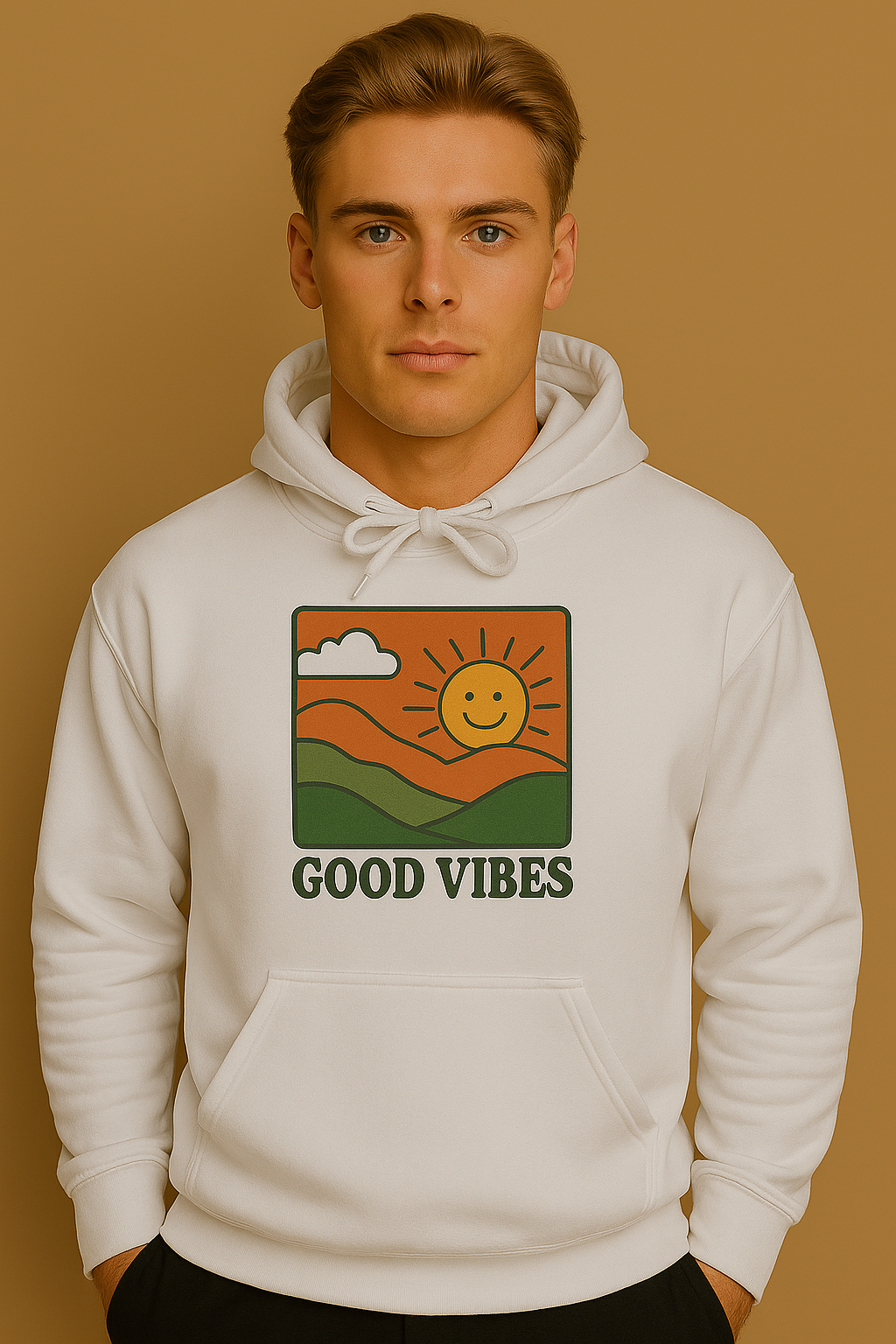 Good Vibes Retro Hoodie – Unisex Oversized Vintage Graphic Sweatshirt