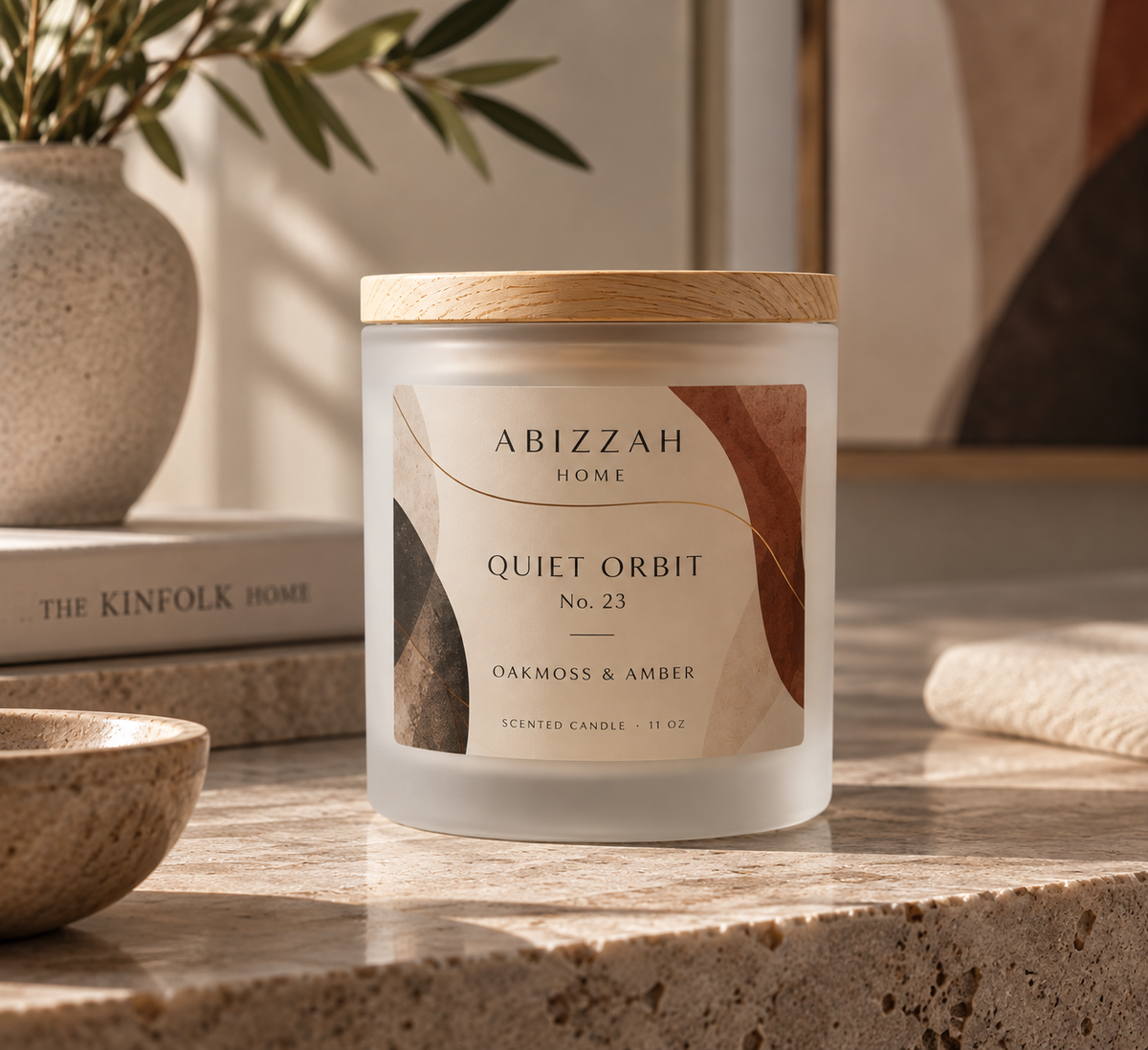 Quiet Orbit No.23 — Oakmoss & Amber Scented Candle | 11oz Frosted Glass Candle