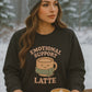 Emotional Support Latte Sweatshirt – Cozy Fall Crewneck for Coffee Lovers, Aesthetic Oversized Pullover