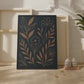 Midnight Garden Botanical Wall Art – Minimalist Floral Line Art Canvas Print, Modern Nature-Inspired Home Décor