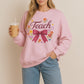 Cute Teacher Long Sleeve Shirt – Floral Teach Bow Sweatshirt – Teacher Appreciation Gift Idea- Teacher Long Sleeve Tee, Educator Gift, Cute Teacher Shirt, Classroom Style, Teacher Appreciation