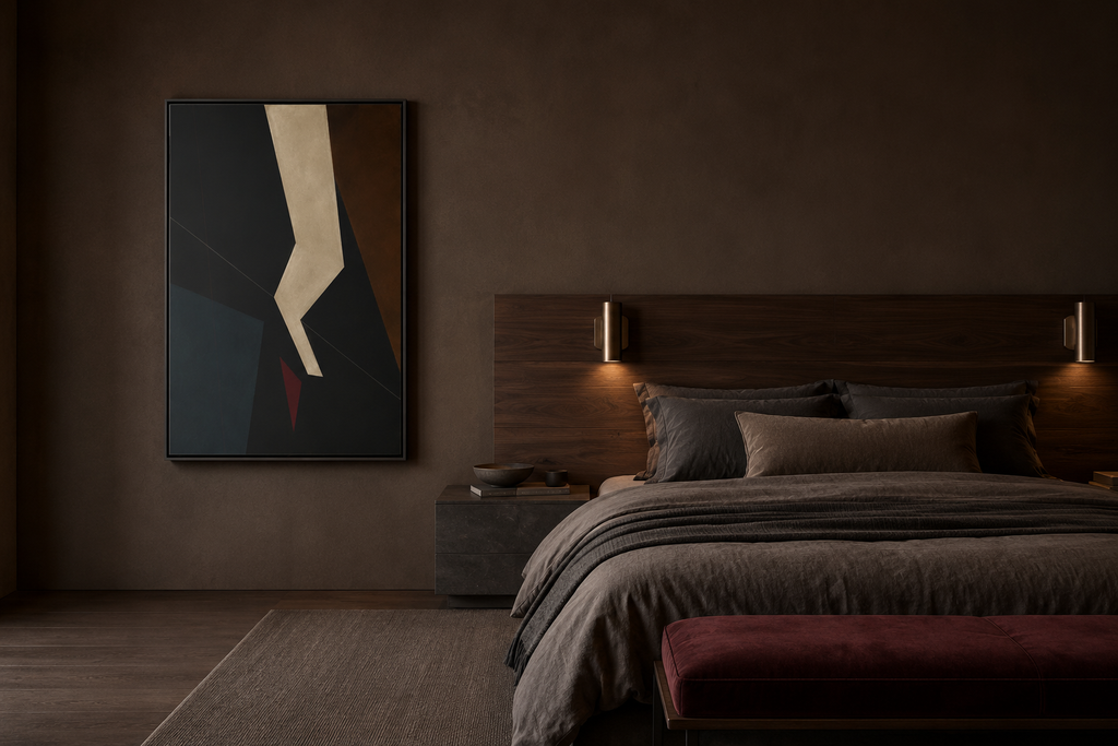 Silent Axis No. 25 – Dark Geometric Abstract Floating Frame Canvas Art