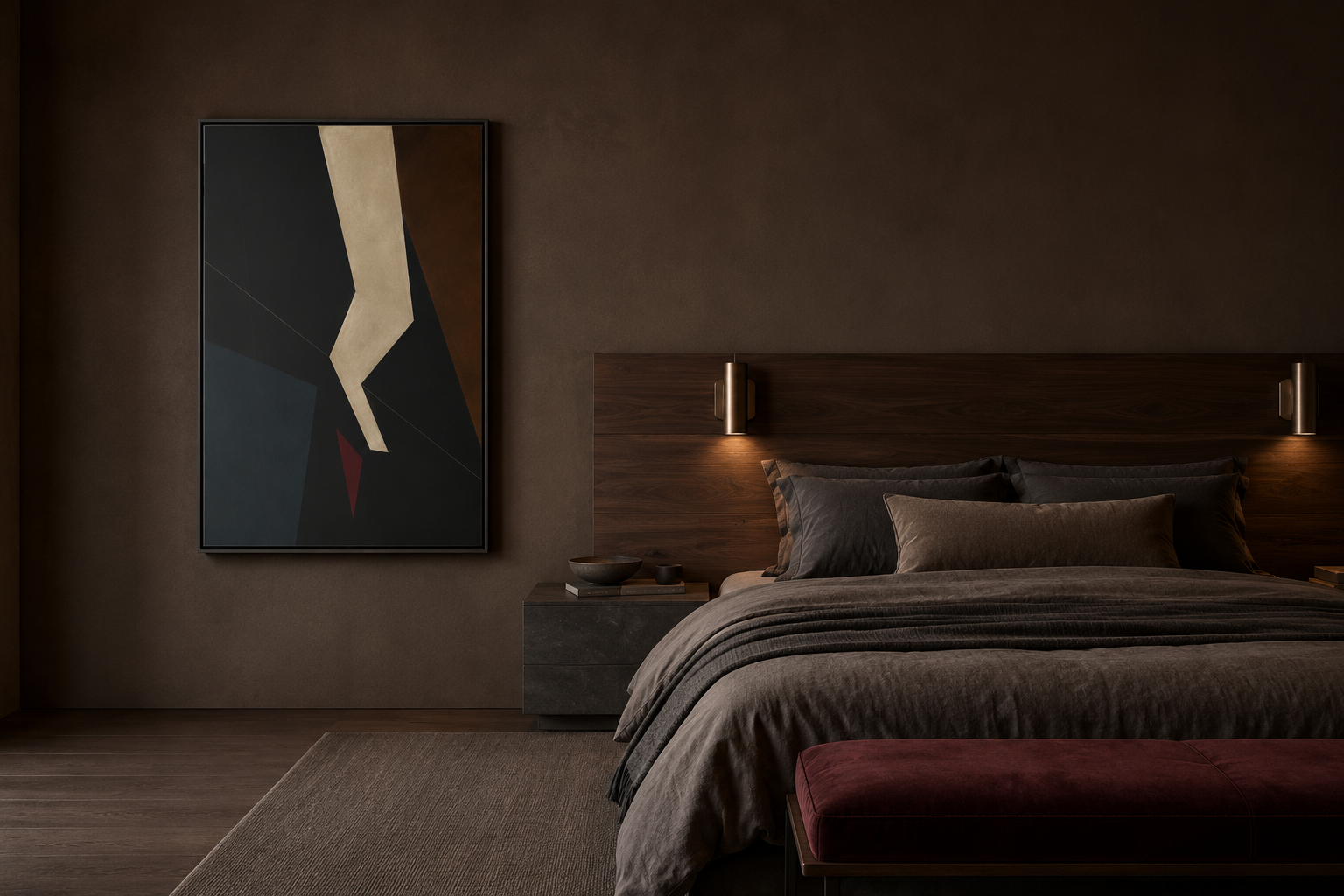 Silent Axis No. 25 – Dark Geometric Abstract Floating Frame Canvas Art