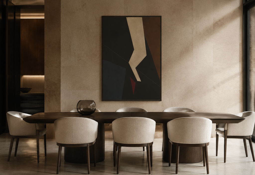Silent Axis No. 25 – Dark Geometric Abstract Floating Frame Canvas Art