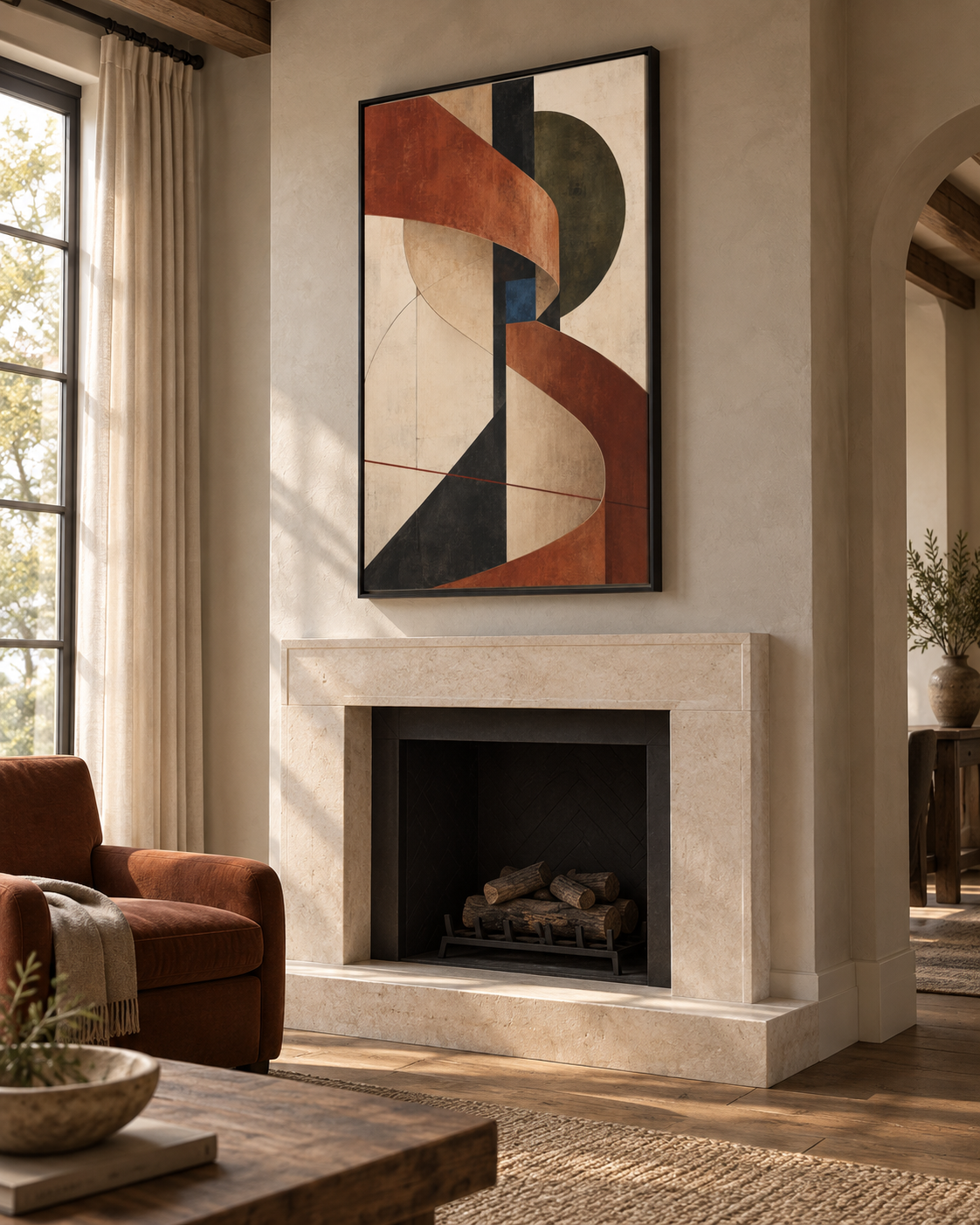 Sienna Relay No. 32 — Rust & Charcoal Abstract Canvas