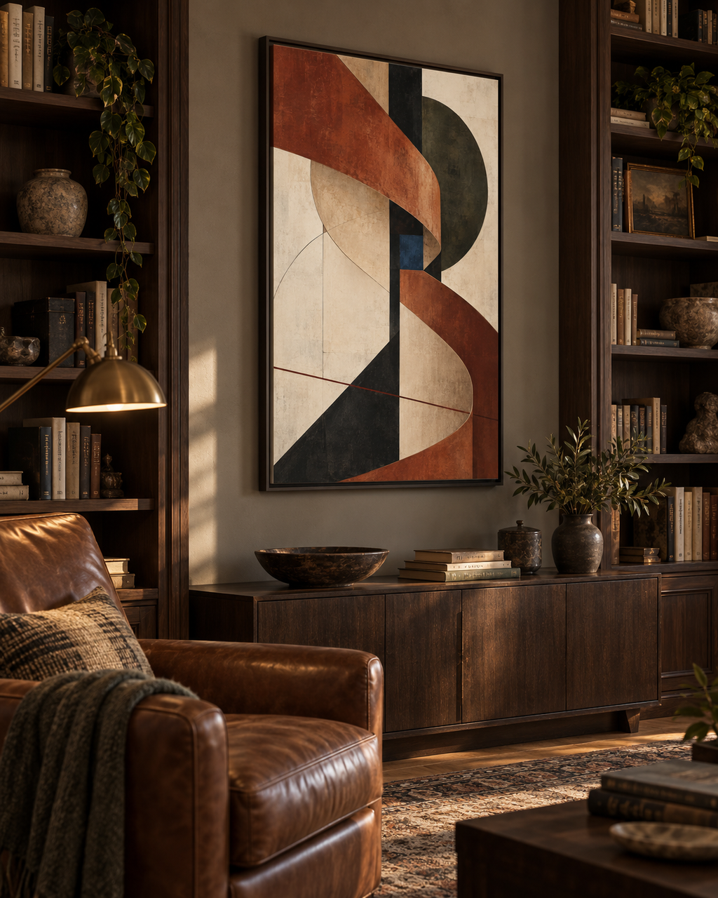 Sienna Relay No. 32 — Rust & Charcoal Abstract Canvas