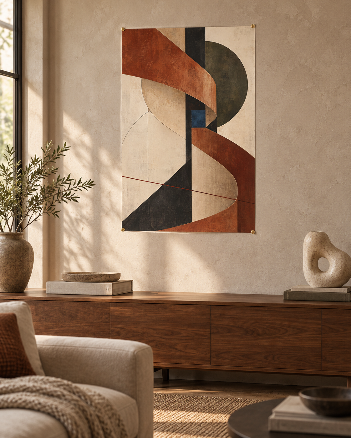 Sienna Relay No. 32 — Rust & Charcoal Abstract Fine Art Poster
