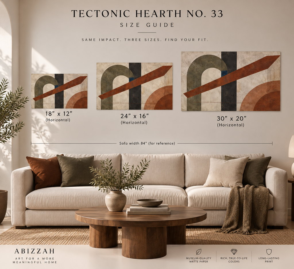 Tectonic Hearth No. 33 — Olive & Sienna Abstract Fine Art Poster