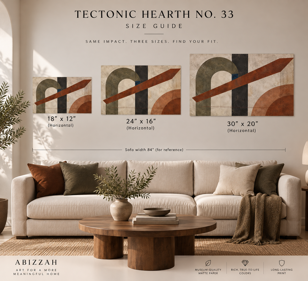 Tectonic Hearth No. 33 — Olive & Sienna Abstract Fine Art Poster