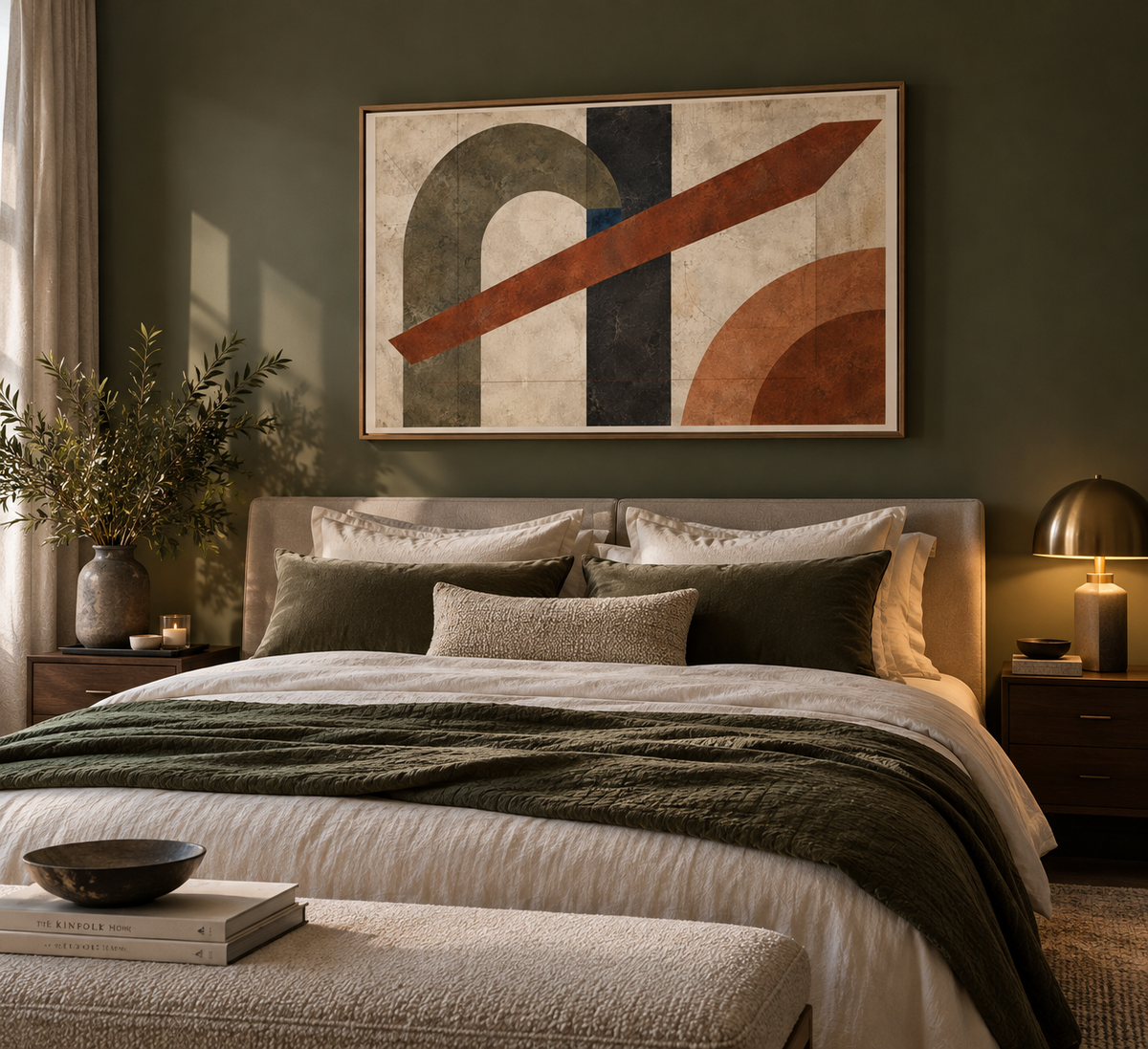 Tectonic Hearth No. 33 — Olive & Sienna Abstract Fine Art Poster