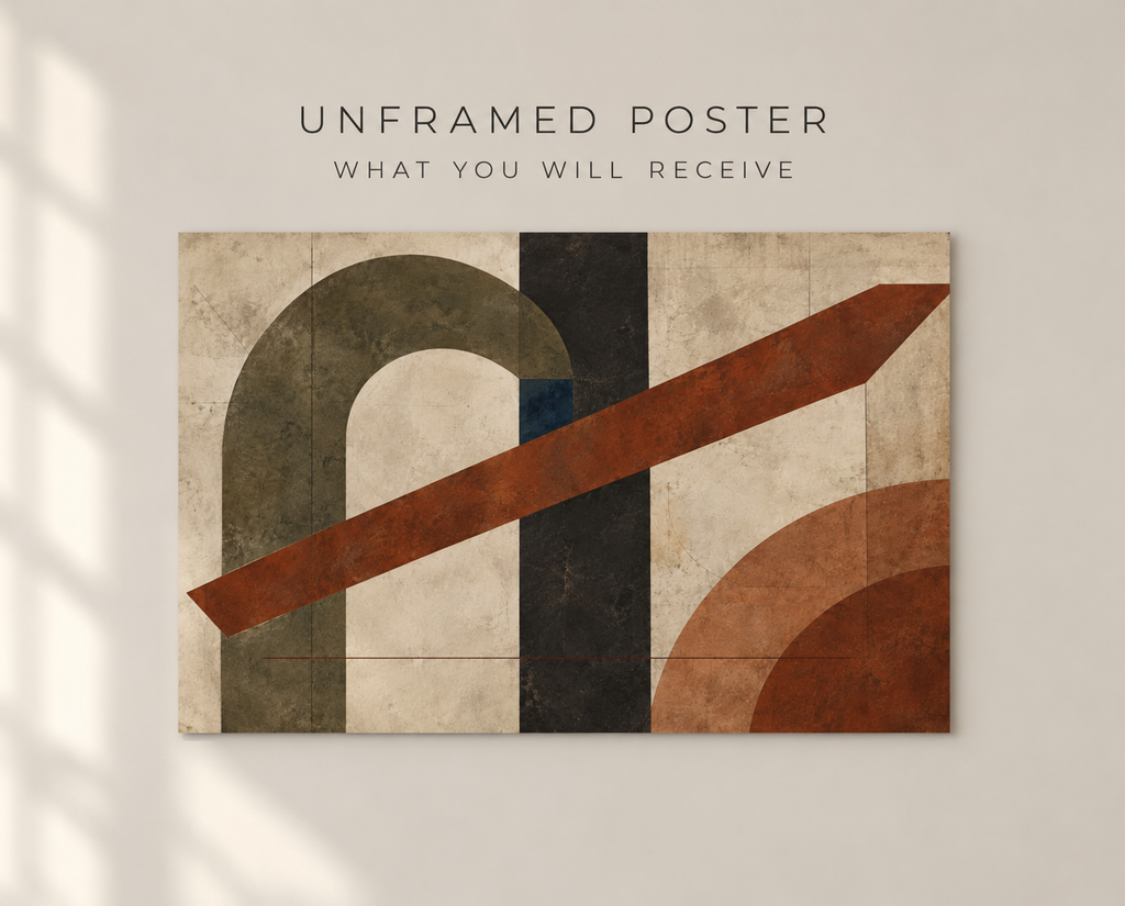 Tectonic Hearth No. 33 — Olive & Sienna Abstract Fine Art Poster