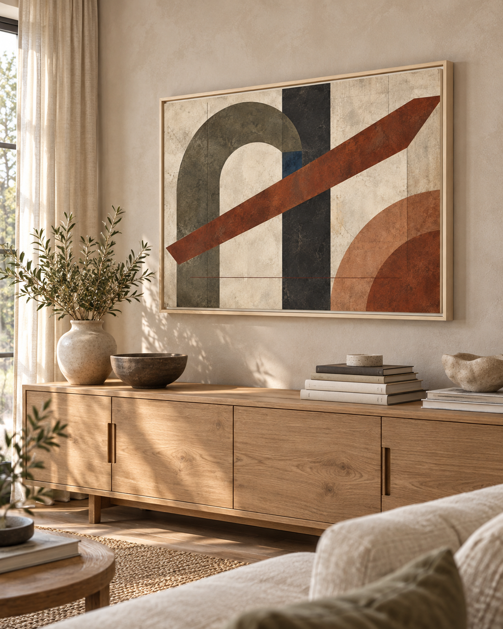 Tectonic Hearth No. 33 — Olive & Sienna Abstract Canvas Wall Art