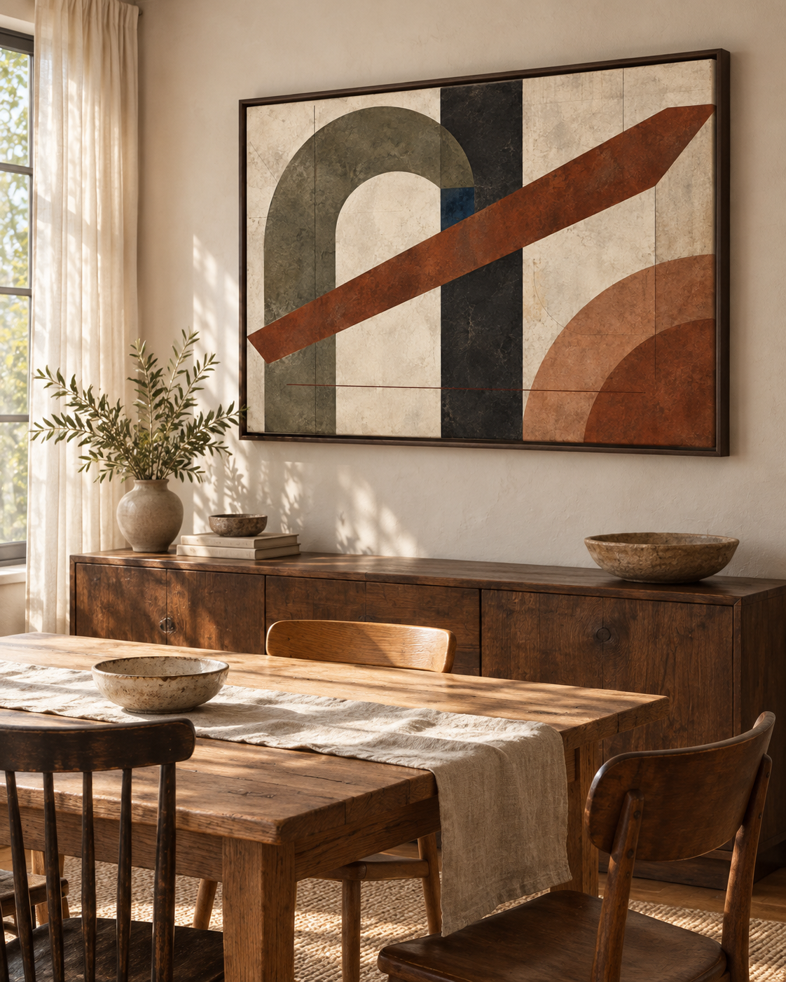 Tectonic Hearth No. 33 — Olive & Sienna Abstract Canvas Wall Art